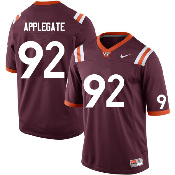 Men #92 Mark Applegate Virginia Tech Hokies College Football Jerseys Sale-Maroon